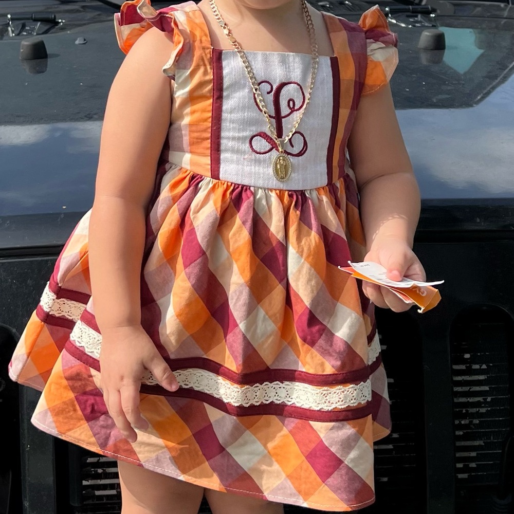 Darling Mae monogramed L fall dress